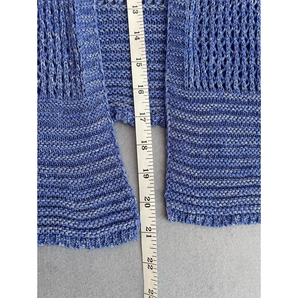 Anthropologie Women One Size Open Knit Cardigan Bell Sleeve Cropped Blue Hippie‎